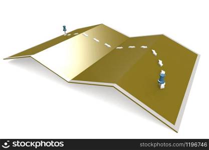 Path from point to point, 3D rendering