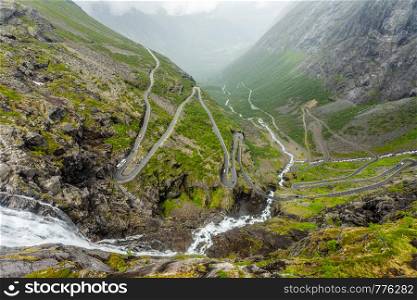 Path of trolles, the curved road across mountain, Trollstigen, Rauma Municipality, More og Romsdal, county, Norway