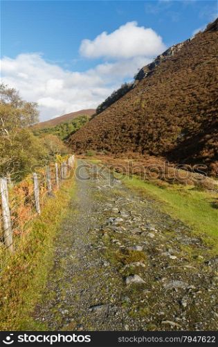 Path, originally the Elan Valley Railway, near Rhayader, Powys, Wales, United Kingdom.