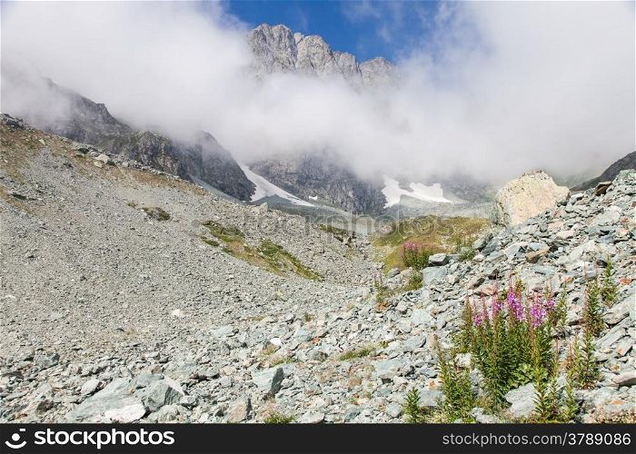 Path to the top of Monviso mountain, one of the most scenic mountain of Alps