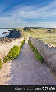 Pathway leading to a cross on Llanddwyn Island, Anglesey, Wales