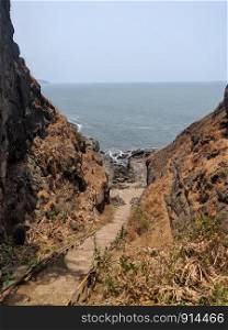 Pathway to Harihareshwar beach, Raigad district, Maharashtra, India.. Pathway to Harihareshwar beach, Raigad district, Maharashtra, India