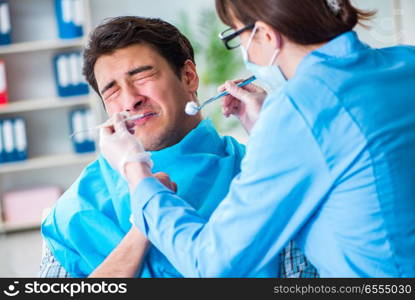 Patient afraid of dentist during doctor visit