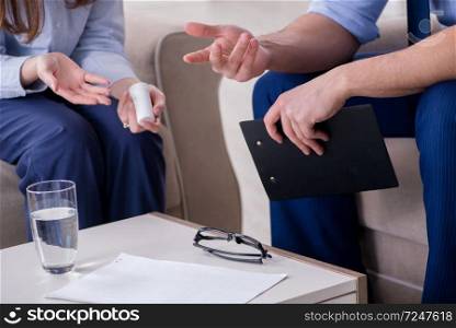 Patient discussing with psychologist personal problems