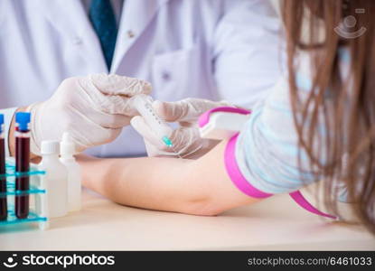 Patient during blood test sampling procedure taken for analysis