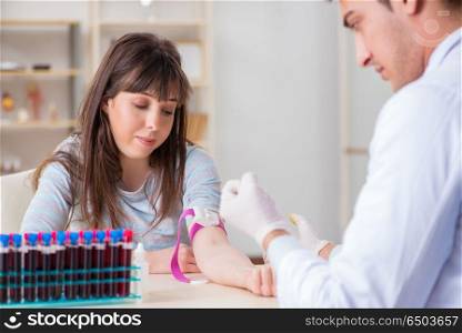 Patient during blood test sampling procedure taken for analysis