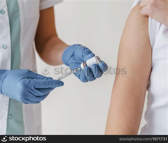 patient preparing get vaccine. High resolution photo. patient preparing get vaccine. High quality photo
