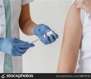 patient preparing get vaccine. High resolution photo. patient preparing get vaccine. High quality photo