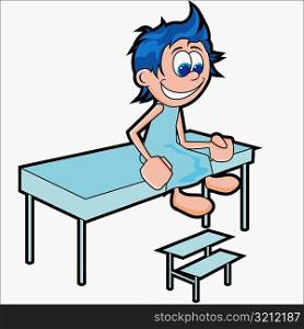 Patient sitting on an examination table