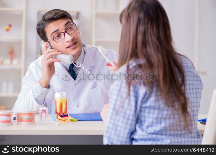 Patient visiting dentist doctor for preliminary appointment