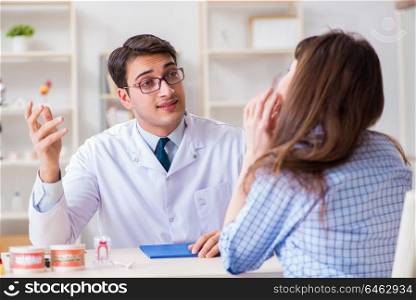 Patient visiting dentist doctor for preliminary appointment