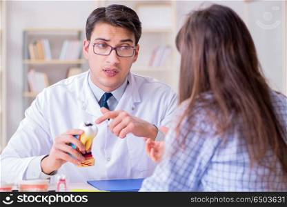 Patient visiting dentist doctor for preliminary appointment