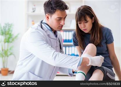 Patient visiting doctor after sustaing sports injury