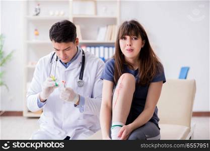 Patient visiting doctor after sustaining sports injury