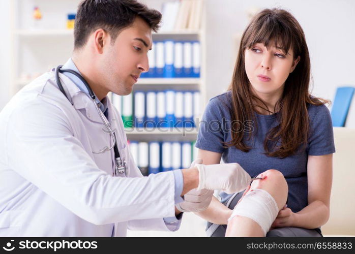 Patient visiting doctor after sustaining sports injury