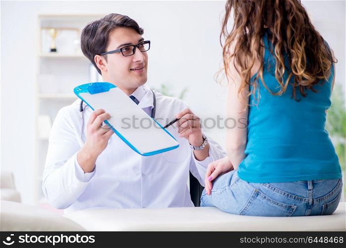 Patient visiting doctor for annual regular check-up in hospital clinic. Patient visiting doctor for annual regular check-up in hospital