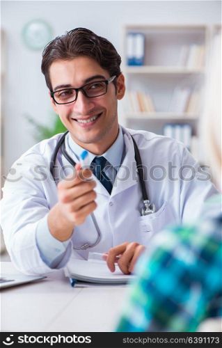 Patient visiting doctor for medical check-up in hospital