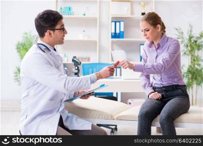 Patient visiting doctor for medical check-up in hospital
