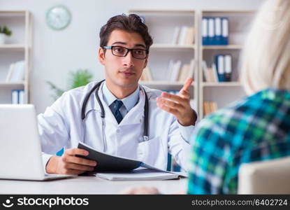 Patient visiting doctor for medical check-up in hospital