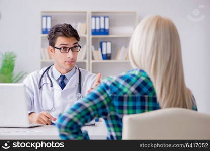 Patient visiting doctor for medical check-up in hospital