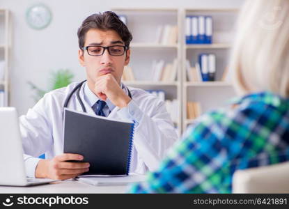 Patient visiting doctor for medical check-up in hospital