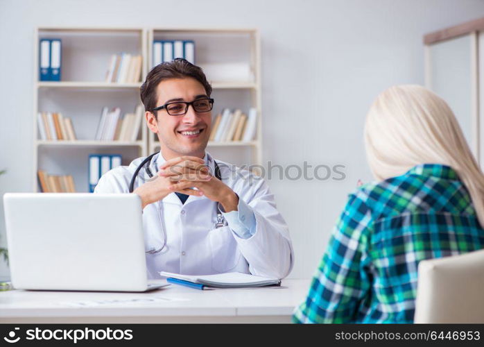 Patient visiting doctor for medical check-up in hospital