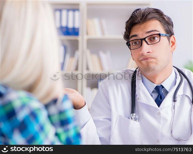Patient visiting doctor for medical check-up in hospital. The patient visiting doctor for medical check-up in hospital