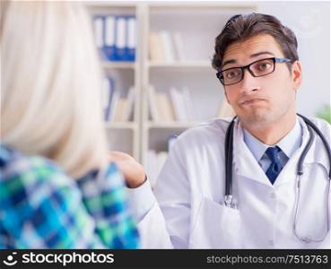 Patient visiting doctor for medical check-up in hospital. The patient visiting doctor for medical check-up in hospital