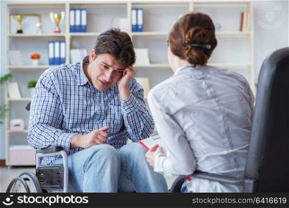 Patient visiting psychotherapist to deal with consequences of trauma. Patient visiting psychotherapist to deal with consequences of tr