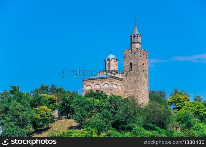Patriarchal Cathedral of the Holy Ascension of God in the Tsarevets fortress of Veliko Tarnovo, Bulgaria, on a sunny summer day. Patriarchal Cathedral in the Tsarevets fortress. Veliko Tarnovo, Bulgaria