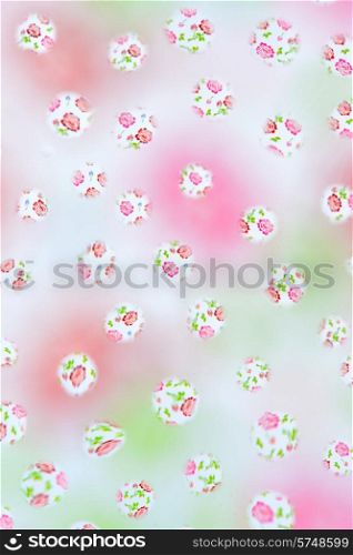 pattern background with flowers and water drops