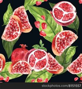 Pattern design with Fruits theme, ruby and mangosteen seamless illustration design template.
