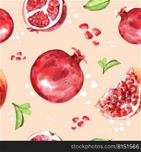 Pattern design with ruby and leaves, red-theme color seamless illustration design template.