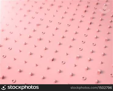 Pattern made with pink geometry shapes and forms on paper background. 3d illustration. Perfect illustration for placing your text or object. Backdrop with copyspace in minimalistic style. May use in cosmetics or fashion. Pattern made with pink geometry shapes and forms on paper background. 3d render. Perfect illustration for placing your text or object. Backdrop with copyspace in minimalistic style. May use in cosmetics or fashion