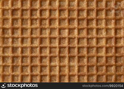 Pattern of a traditional Dutch syrup waffle close up full frame as background