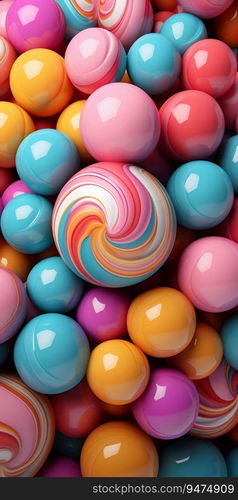 Pattern of Candy 3D Balls Pop Art Illustration Background. Generative ai. High quality illustration. Pattern of Candy 3D Balls Pop Art Illustration Background. Generative ai