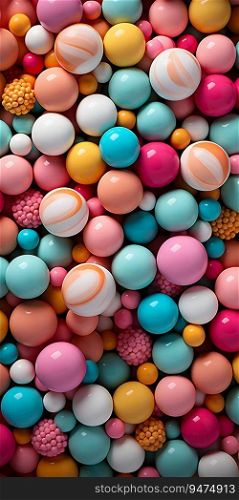 Pattern of Candy 3D Balls Pop Art Illustration Background. Generative ai. High quality illustration. Pattern of Candy 3D Balls Pop Art Illustration Background. Generative ai
