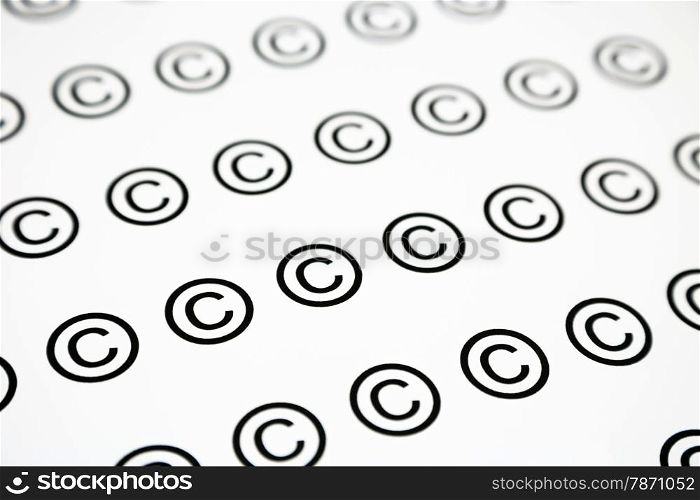 pattern of copyrighted sign, black and white background