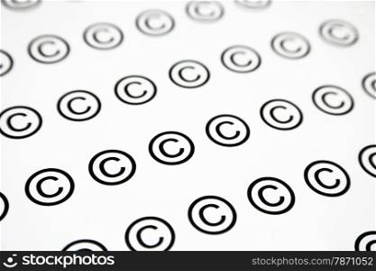 pattern of copyrighted sign, black and white background