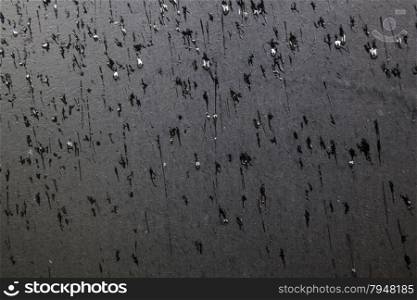pattern of rain drops on black grungy surface