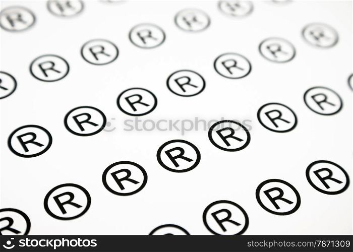 pattern of registered sign, black and white background