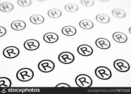 pattern of registered sign, black and white background