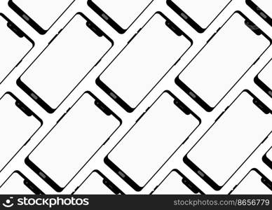 Pattern of smartphone layout isolated on white background, 3d rendering