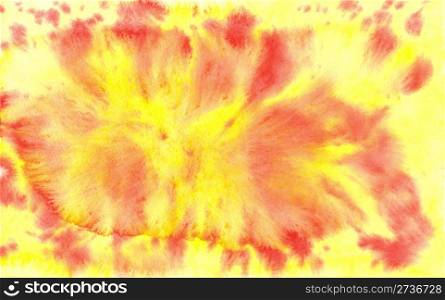 Pattern of yellow and red water color painting, blurred background