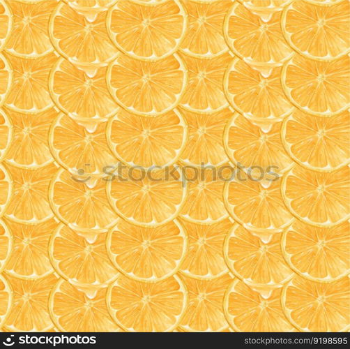 pattern seamless background Watercolor close up sliced orange fruit semi realistic hand drawing painted illustration, isolated on white background.