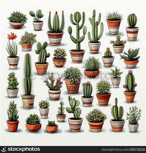 pattern various types of Cactus plants green nature Trees that live in the desert have thorns around them to protect themselves