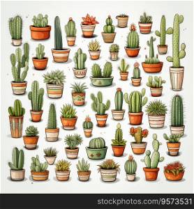 pattern various types of Cactus plants green nature Trees that live in the desert have thorns around them to protect themselves