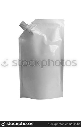 pattern white packaging. White plastic pouch stand up bag, doy-pack with batcher lid