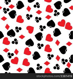 Pattern with playing cards symbols, seamless background
