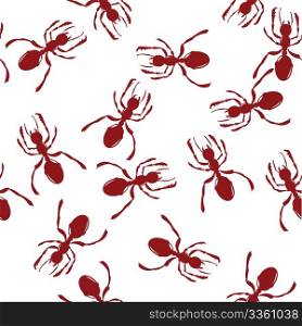 Pattern with red ants over white